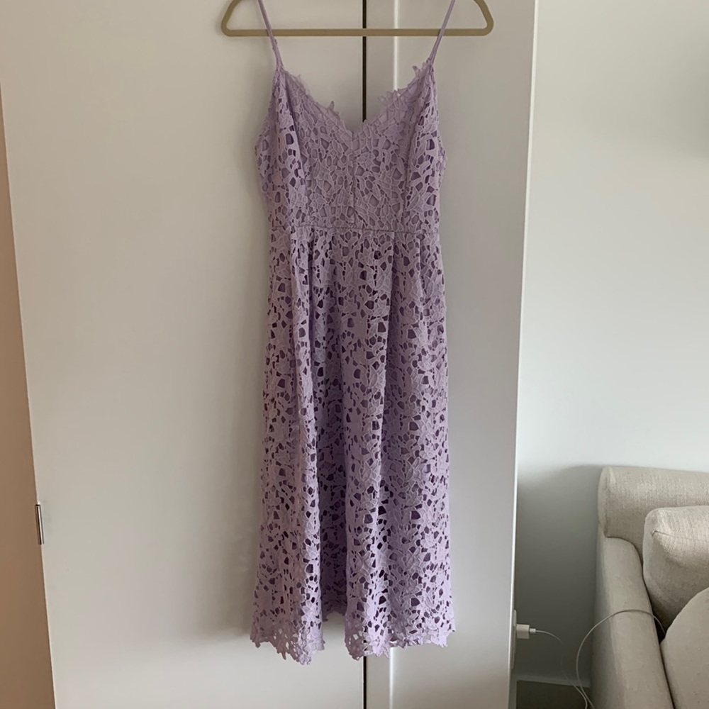 Purple midi dress.